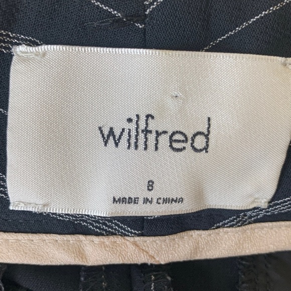 Aritzia Wilfred Tie Front Crop High Waist Pinstripe Black White Women’s 8 - Picture 9 of 10